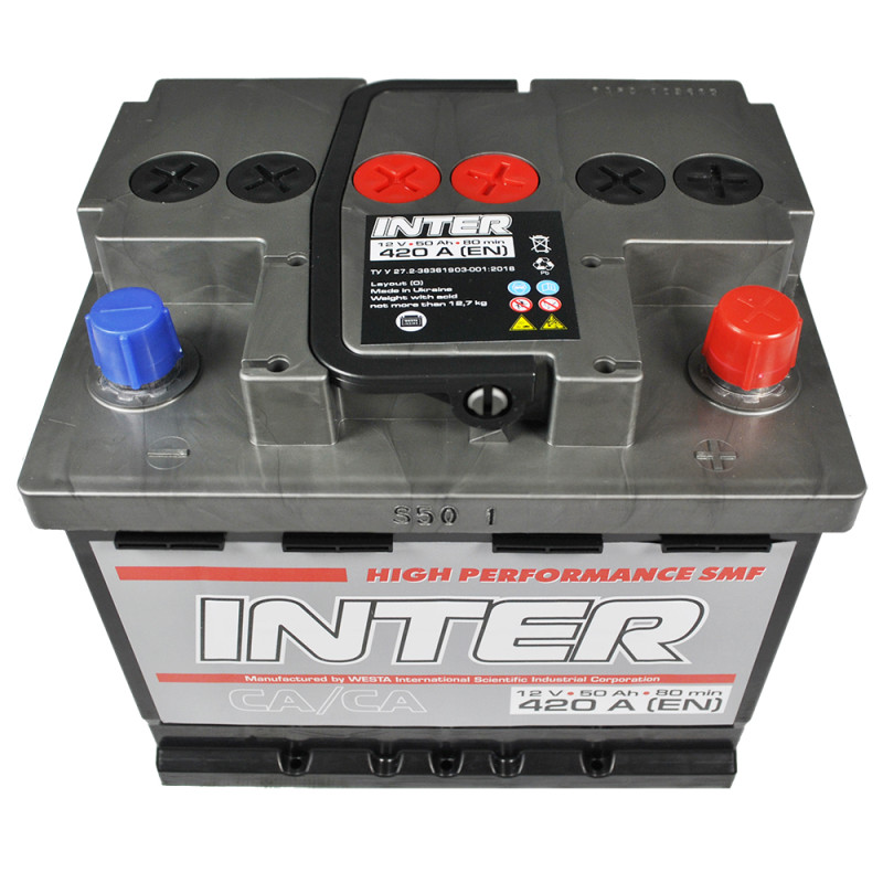 Автомобільний акумулятор INTER high performance  50Ah 420A R+ (L1B)