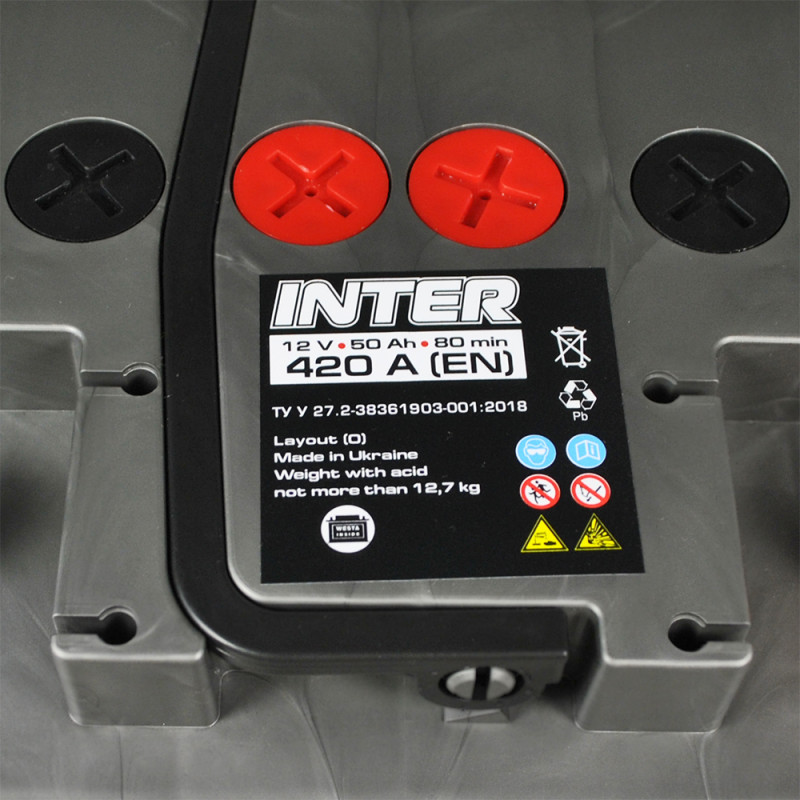 Автомобільний акумулятор INTER high performance  50Ah 420A R+ (L1B)