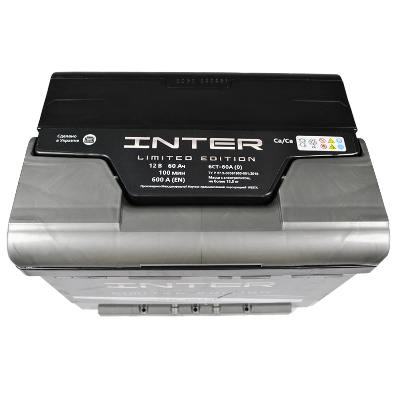 Автомобільний акумулятор INTER limited edition  60Ah 600A R+ (L2B)