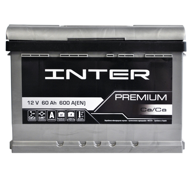 Автомобільний акумулятор INTER Premium 60Ah 600A R+ (LB2)