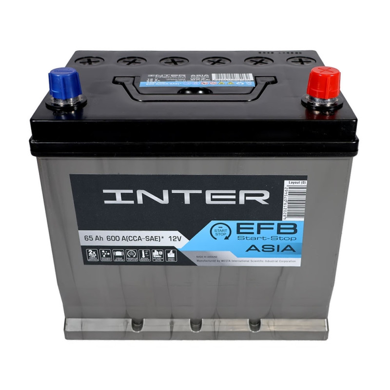 Автомобільний акумулятор INTER Premium Asia 65Ah 600A R+ EFB (D23)