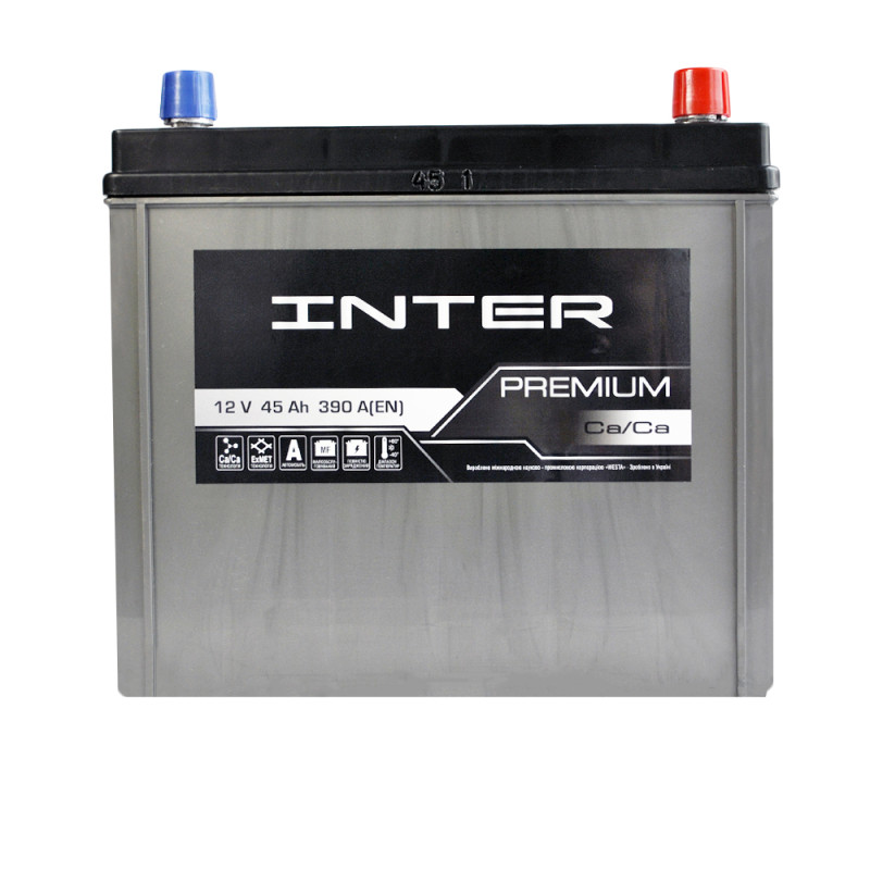 Автомобільний акумулятор INTER Premium Asia 45Ah 390A R+ (B24)