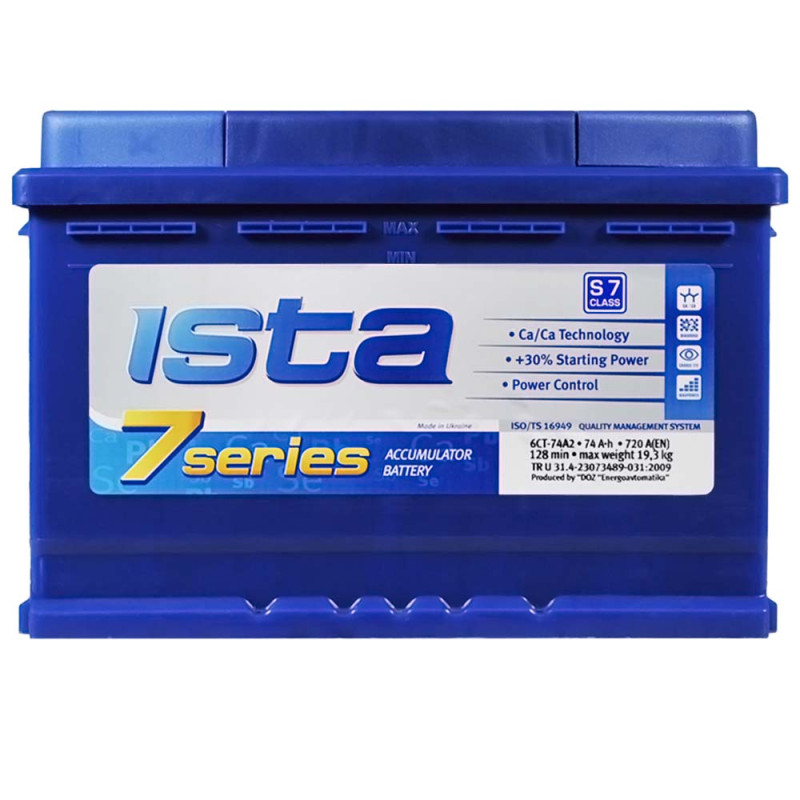 Автомобільний акумулятор ISTA 7 Series 74Ah 720A R+ (L3)