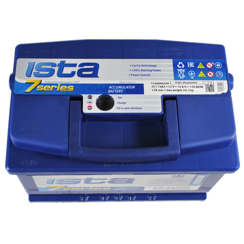 Автомобільний акумулятор ISTA 7 Series 74Ah 720A R+ (L3)