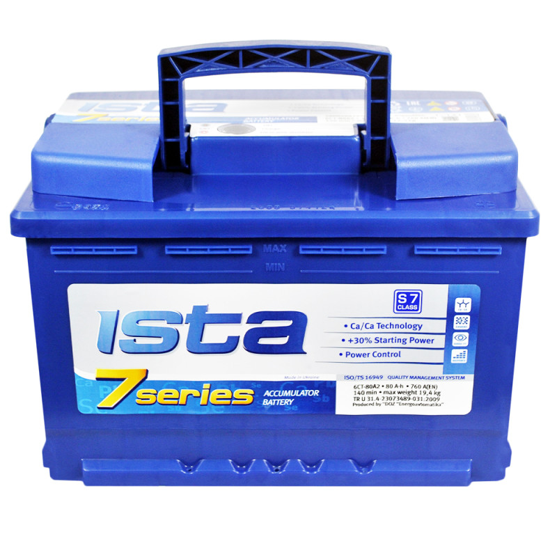 Автомобільний акумулятор ISTA 7 Series  80Ah 760 Ah R+ (L3)