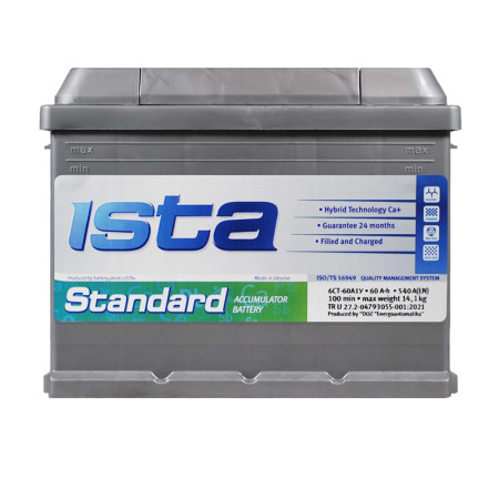 Автомобільний акумулятор ISTA Standard 60Аh 540А L+ (L2)