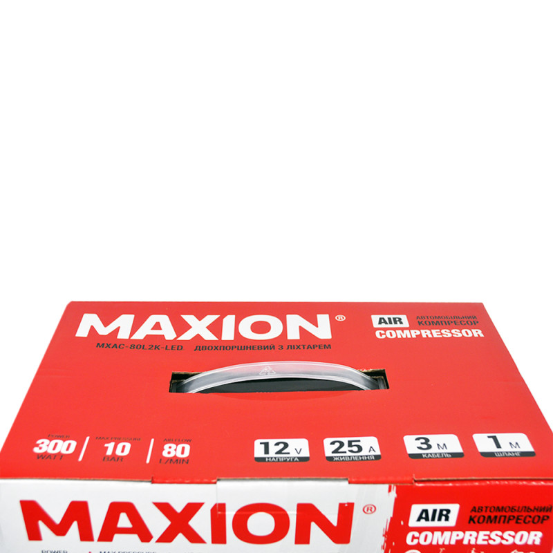 Автомобільний компресор двопоршневий MAXION MXAC-80L2K-LED