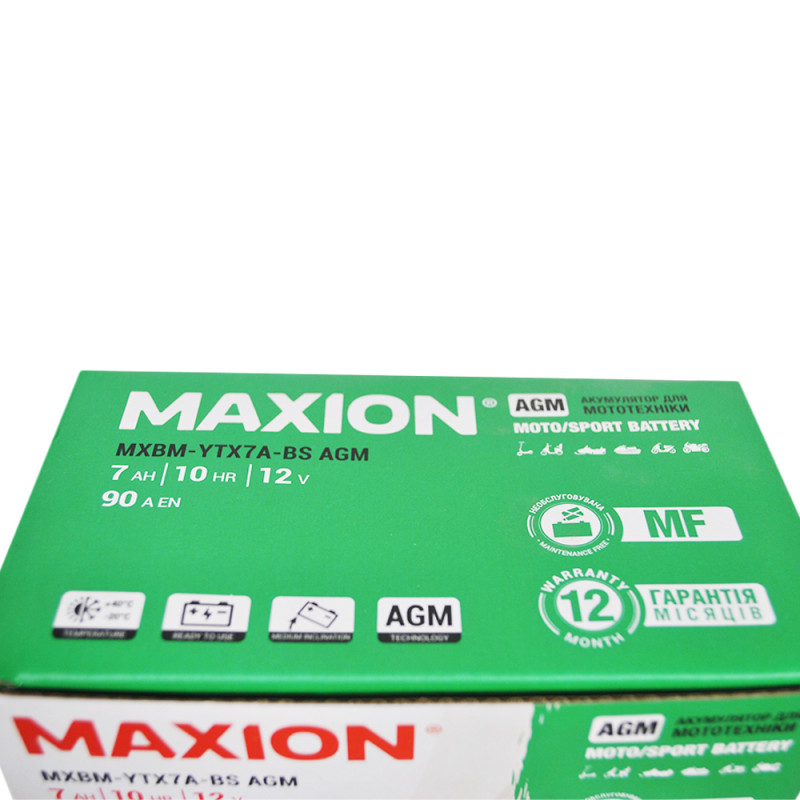 Мото акумулятор MAXION MXBM-YTX7A-BS (12V, 7Ah, 90A, +/-)