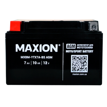 Мото акумулятор MAXION MXBM-YTX7A-BS (12V, 7Ah, 90A, +/-)