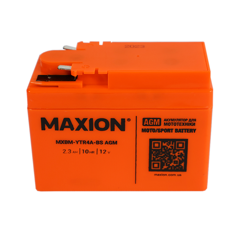 Мото акумулятор MAXION MXBM-YTR4A-BS (12V, 2,3Ah, 30A, -/+)