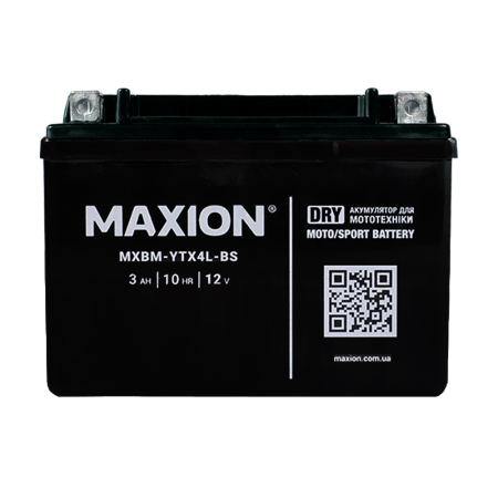 Мото акумулятор MAXION MXBM-YTX4L-BS (12V, 4Ah, 50A, -/+)