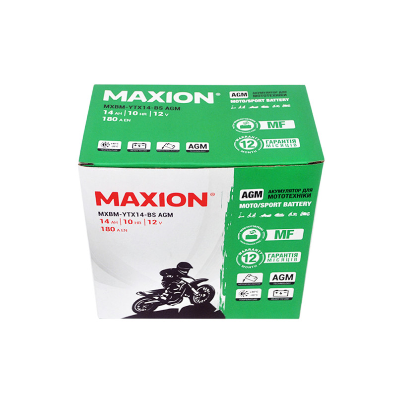 Мото акумулятор MAXION MXBM-YTX14-BS (12V, 12Ah, 160A, +/-)