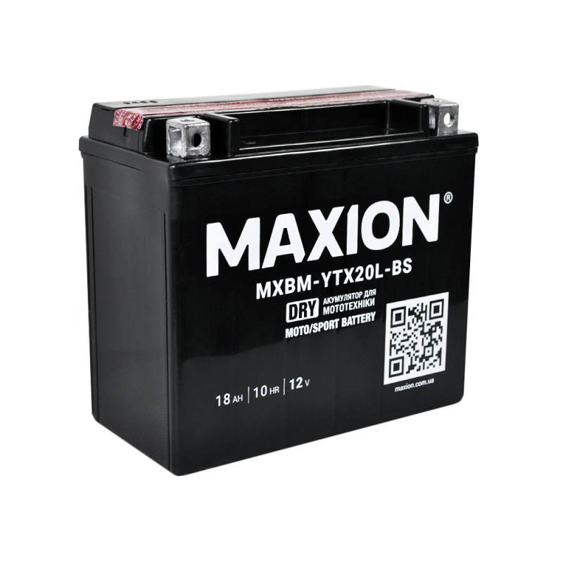Мото акумулятор MAXION MXBM-YTX20L-BS (12V, 18Ah, 260A, -/+)