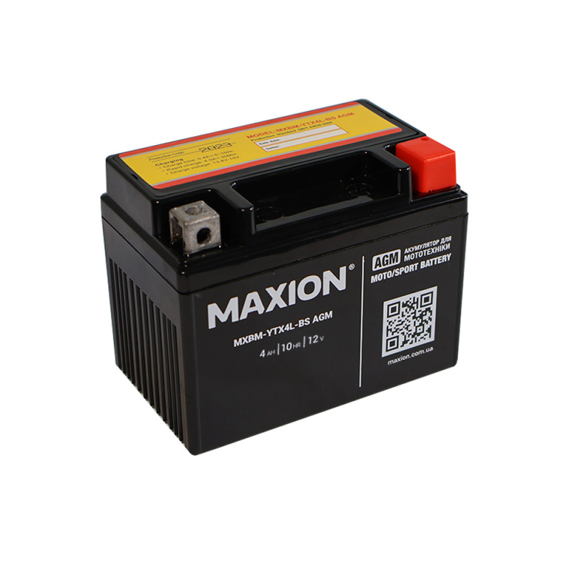 Мото акумулятор MAXION MXBM-YTX4L-BS (12V, 4Ah, 60A, -/+)