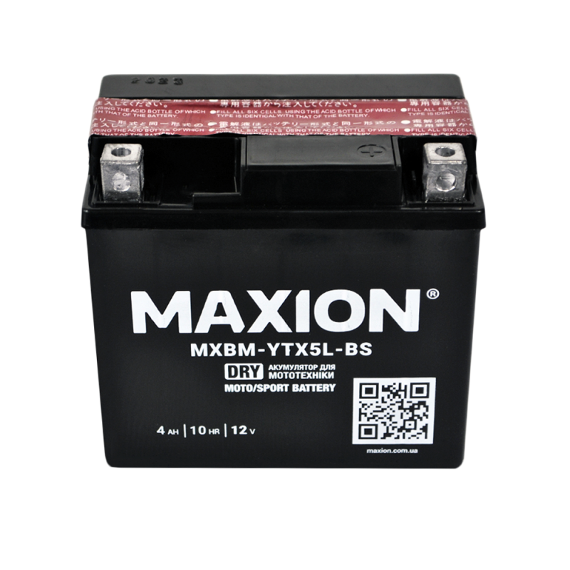 Мото акумулятор MAXION MXBM-YTX5L-BS (12V, 5Ah, 70A, -/+)