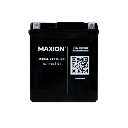 Мото акумулятор MAXION MXBM-YTX7L-BS (12V, 7Ah, 85A, -/+)