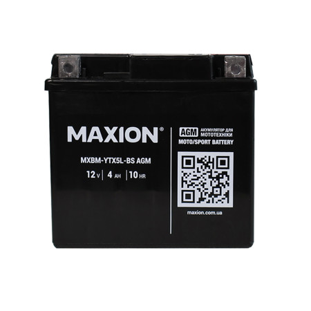 Мото акумулятор MAXION MXBM-YTX5L-BS (12V, 5Ah, 70A, -/+)
