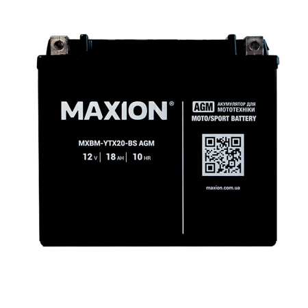 Мото акумулятор MAXION MXBM-YTX20-BS (12V, 18Ah, 260A, +/-)