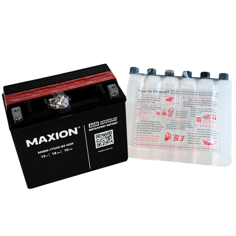 Мото акумулятор MAXION MXBM-YTX20-BS (12V, 18Ah, 260A, +/-)