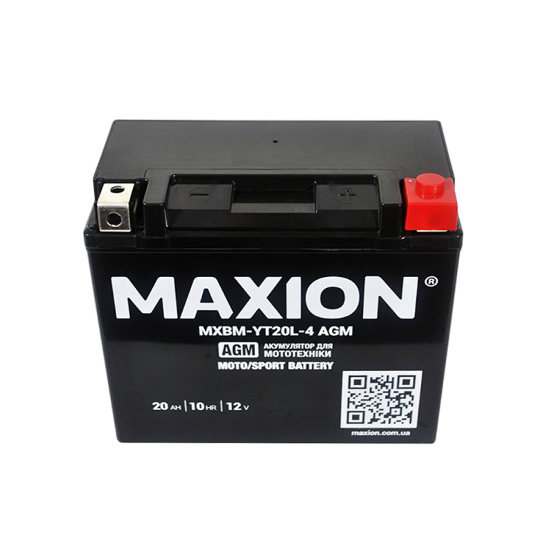 Мото акумулятор MAXION MXBM-YT20L-4 (12V, 20Ah, 330A, -/+)