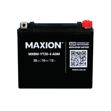Мото акумулятор MAXION MXBM-YT20L-4 (12V, 20Ah, 330A, -/+)