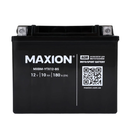 Мото акумулятор MAXION MXBM-YTX12-BS (12V, 10Ah, 180A, +/-)