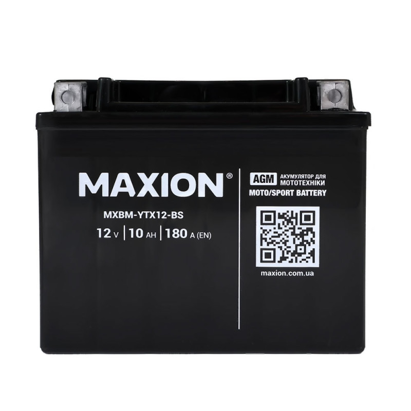 Мото акумулятор MAXION MXBM-YTX12-BS (12V, 10Ah, 180A, +/-)