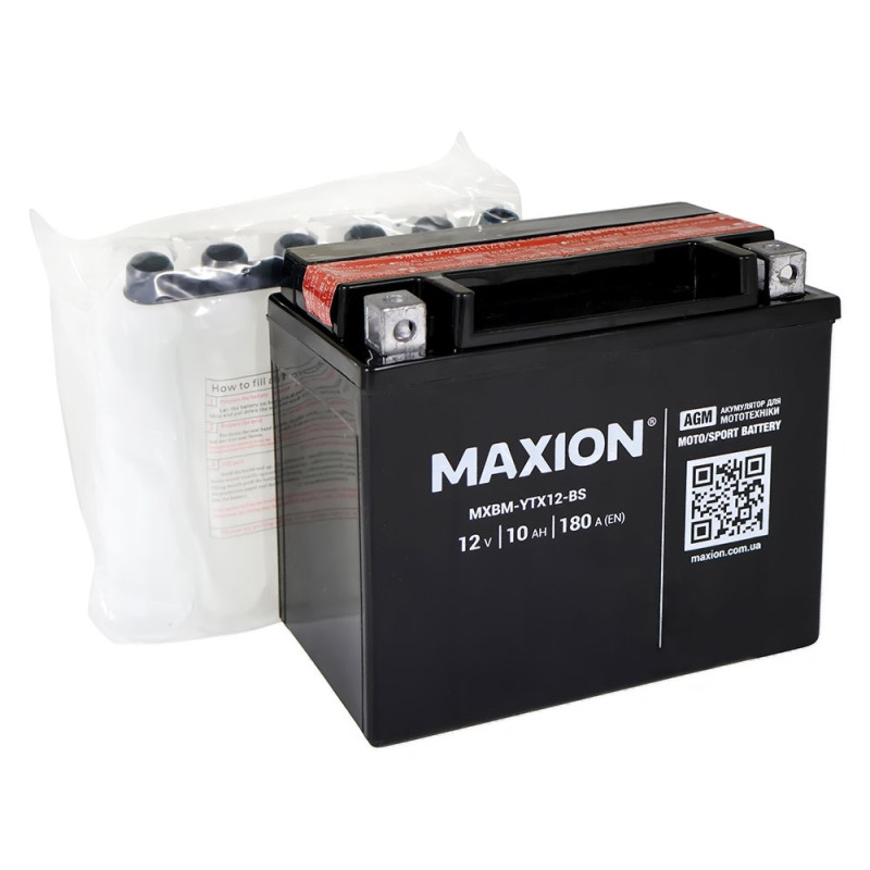 Мото акумулятор MAXION MXBM-YTX12-BS (12V, 10Ah, 180A, +/-)