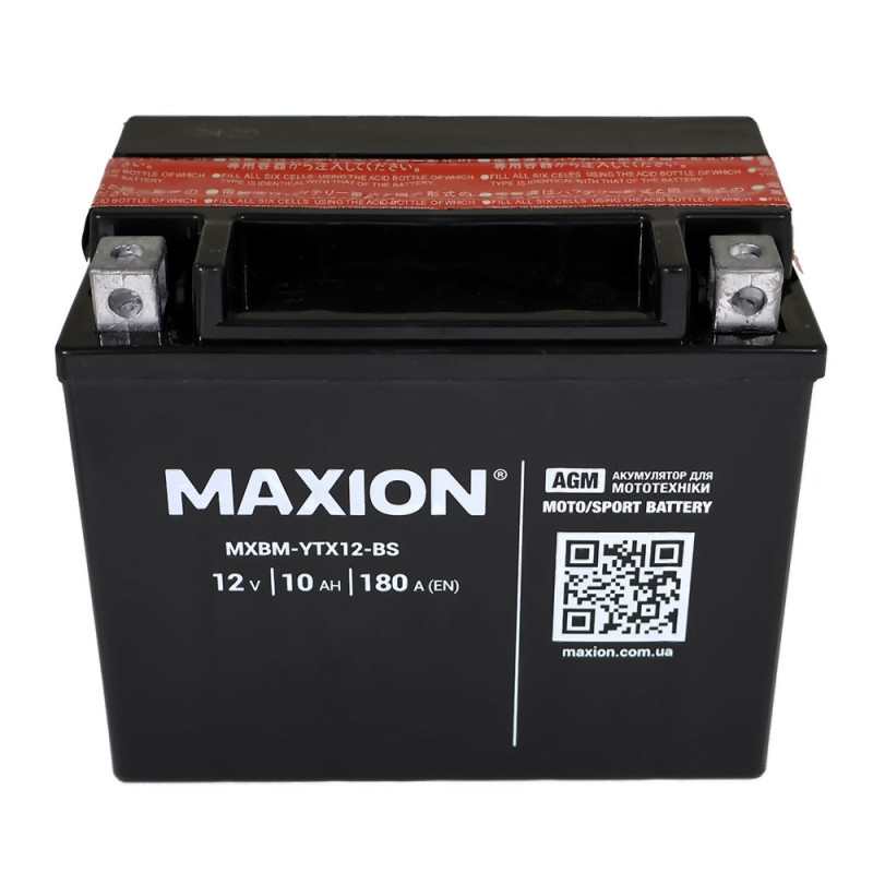 Мото акумулятор MAXION MXBM-YTX12-BS (12V, 10Ah, 180A, +/-)