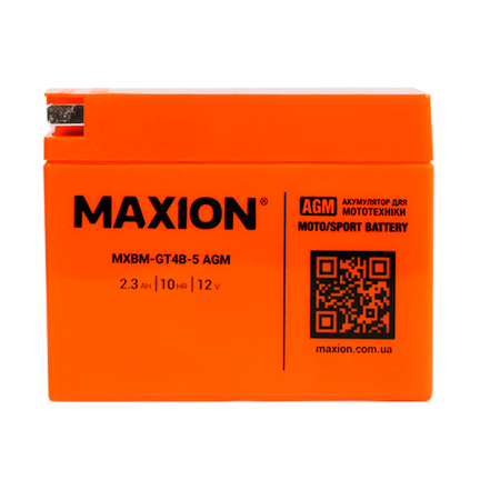 Мото акумулятор MAXION MXBM-GT4B-5 (12V, 2,3Ah, 30A, -/+)