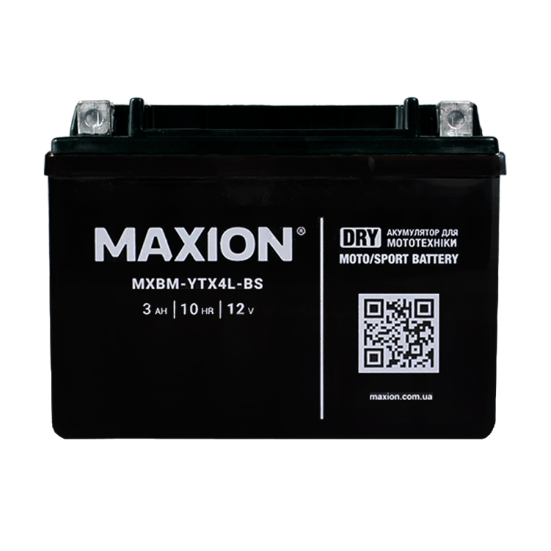Мото акумулятор MAXION MXBM-YTX4L-BS (12V, 4Ah, 60A, -/+)