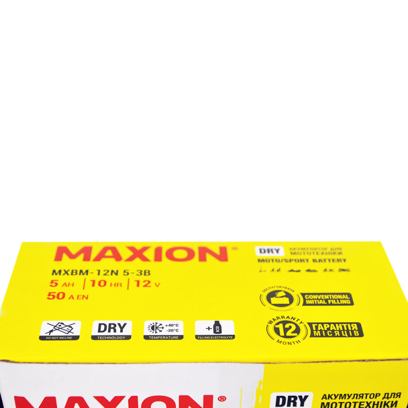 Мото акумулятор MAXION MXBM-12N5-3B (12V, 5Ah, 45A, -/+)