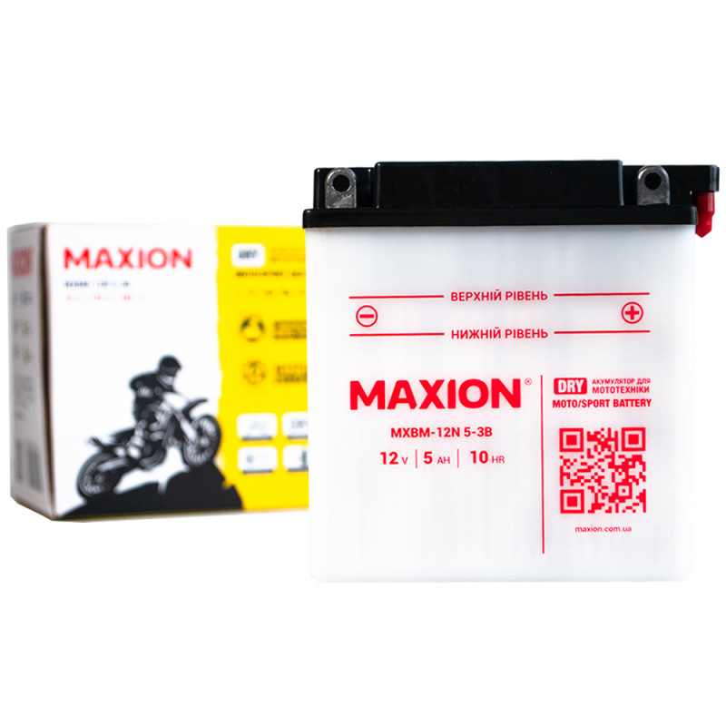 Мото акумулятор MAXION MXBM-12N5-3B (12V, 5Ah, 45A, -/+)