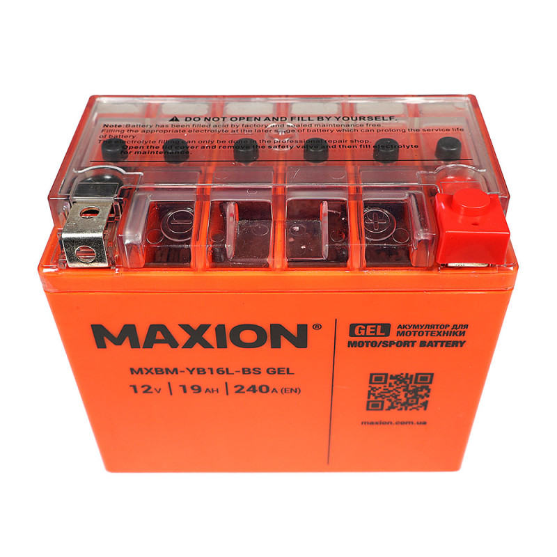 Мото акумулятор MAXION 24MXBM-YB16L-BS GEL (12V, 19Ah, 240A, -/+)