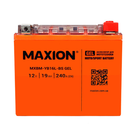 Мото акумулятор MAXION 24MXBM-YB16L-BS GEL (12V, 19Ah, 240A, -/+)