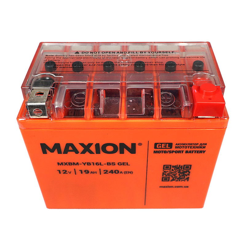 Мото акумулятор MAXION 24MXBM-YB16L-BS GEL (12V, 19Ah, 240A, -/+)