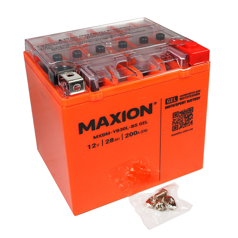 Мото акумулятор MAXION 24MXBM-YB30L-BS GEL (12V, 28Ah, 200A, -/+)