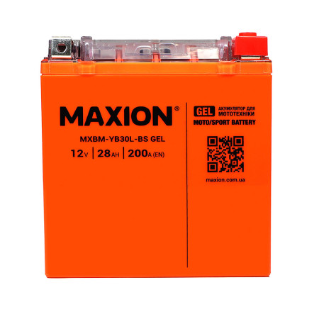 Мото акумулятор MAXION 24MXBM-YB30L-BS GEL (12V, 28Ah, 200A, -/+)