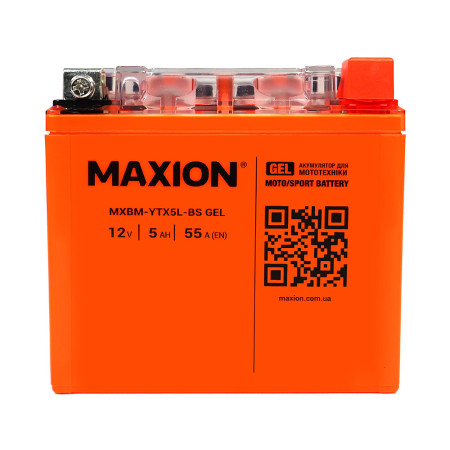Мото акумулятор MAXION 24MXBM-YTX5L-BS GEL (12V, 5Ah, 55A, -/+)