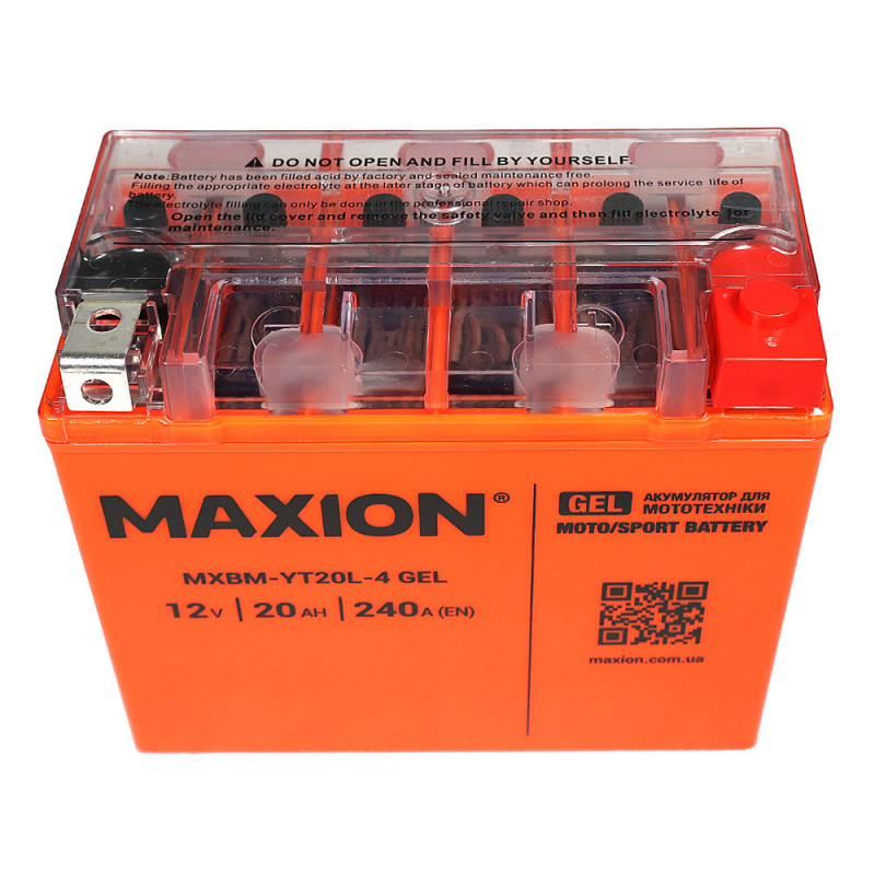 Мото акумулятор MAXION 24MXBM-YT20L-4 GEL (12V, 20Ah, 240A, -/+)
