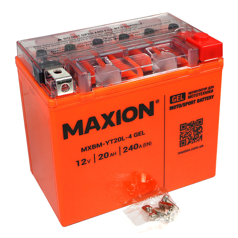 Мото акумулятор MAXION 24MXBM-YT20L-4 GEL (12V, 20Ah, 240A, -/+)