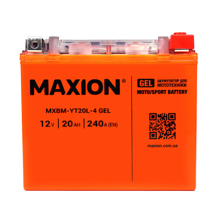 Мото акумулятор MAXION 24MXBM-YT20L-4 GEL (12V, 20Ah, 240A, -/+)