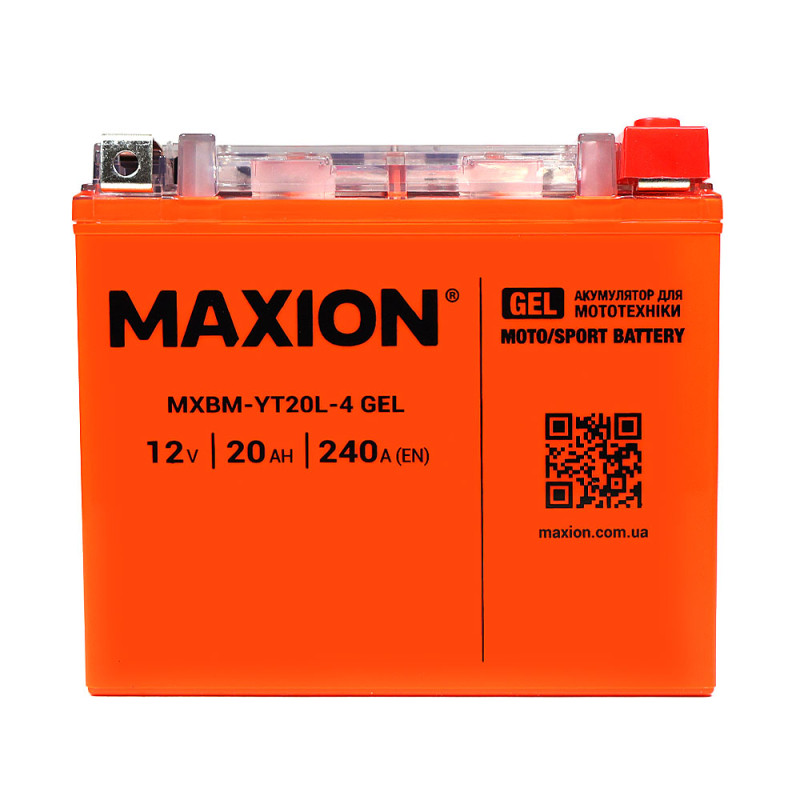 Мото акумулятор MAXION 24MXBM-YT20L-4 GEL (12V, 20Ah, 240A, -/+)