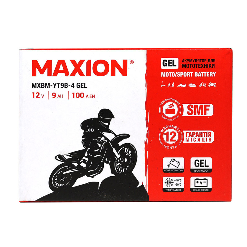 Мото акумулятор MAXION 24MXBM-YT9B-4 GEL (12V, 9Ah, 100A, +/-)