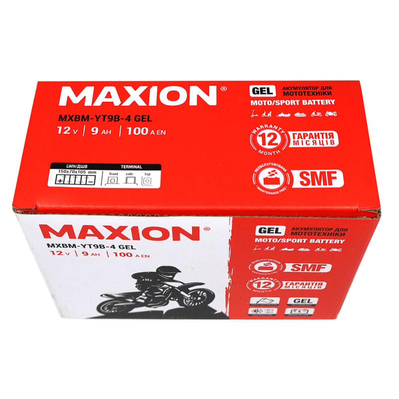 Мото акумулятор MAXION 24MXBM-YT9B-4 GEL (12V, 9Ah, 100A, +/-)