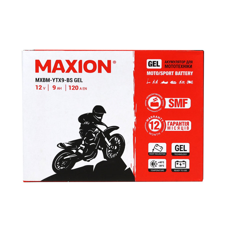 Мото акумулятор MAXION 24MXBM-YTX9-BS GEL (12V, 9Ah, 120A, +/-)