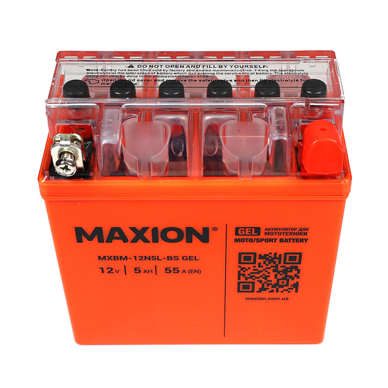 Мото акумулятор MAXION 24MXBM-12N5L-BS GEL (12V, 5Ah, 55A, -/+)