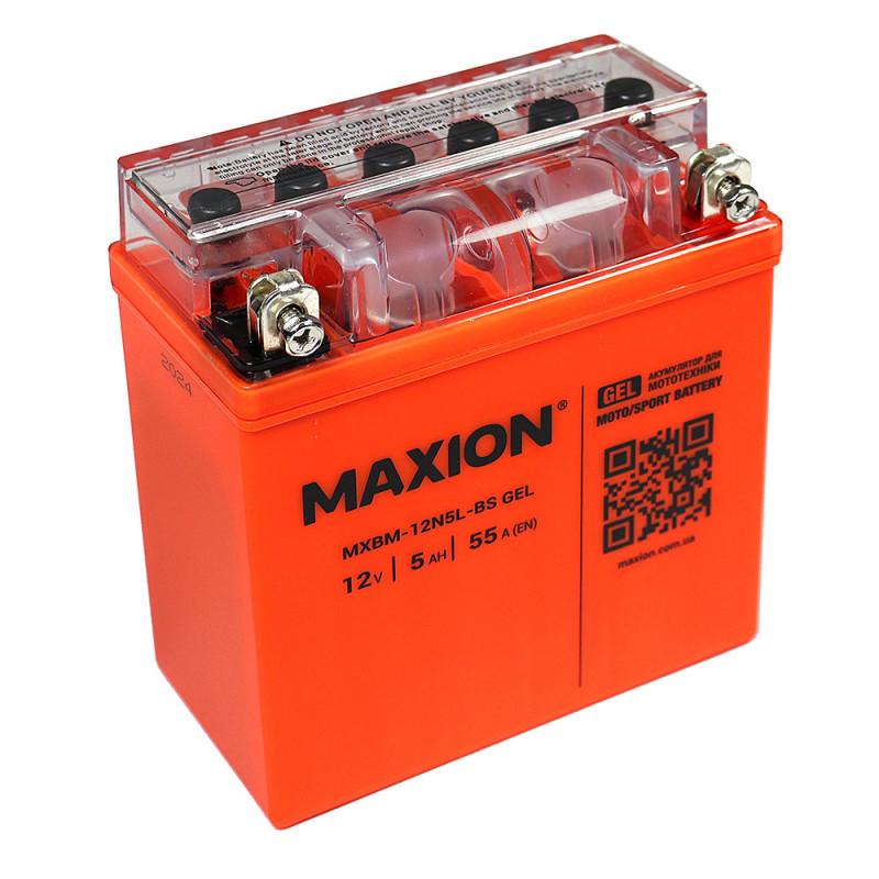 Мото акумулятор MAXION 24MXBM-12N5L-BS GEL (12V, 5Ah, 55A, -/+)