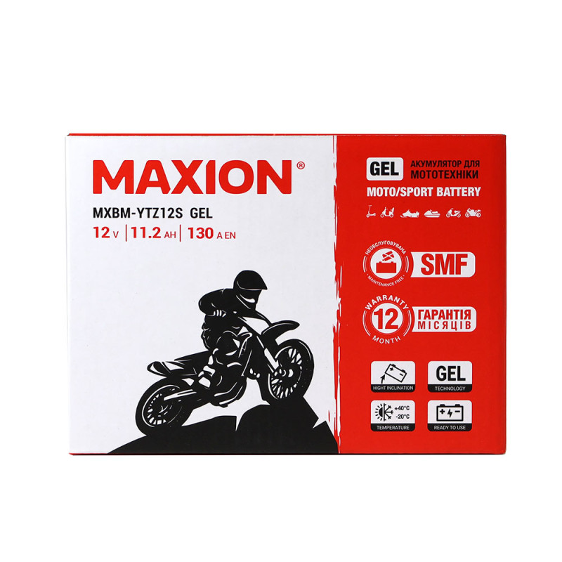 Мото акумулятор MAXION 24MXBM-YTZ12S GEL (12V, 11,2Ah, 130A, +/-)