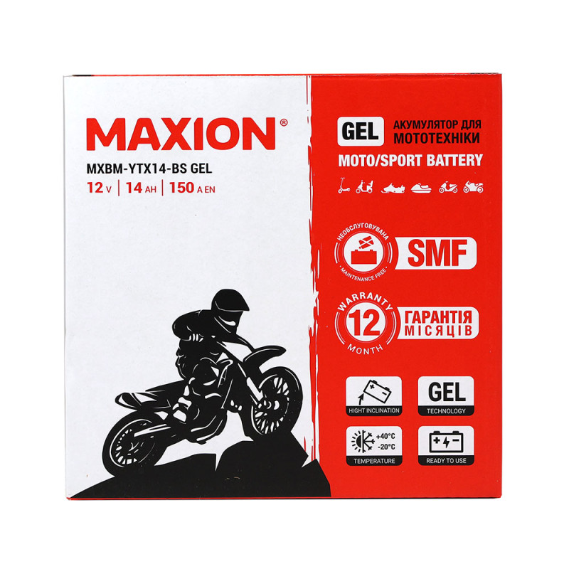 Мото акумулятор MAXION 24MXBM-YTX14-BS GEL (12V, 14Ah, 150A, +/-)